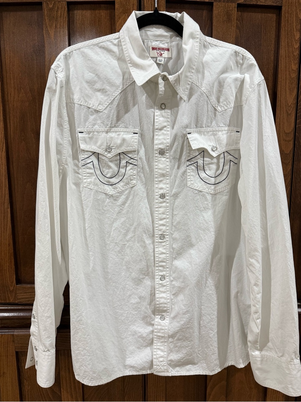 True Religion White Western-Style Button Down Shirt XL